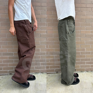 Su misura anatra in tela lavoro Casual in Selvage <span class=keywords><strong>Jeans</strong></span> pantaloni larghi da jogging oversize da strada dritti da lavoro - Product Image 2