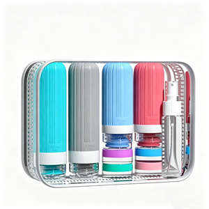 Ensemble de flacons de voyage en gel de silicone, flacons de stockage de liquides portables et rechargeables pour shampooing, gel douche, lotion, voyages en plein air, camping - Product Image 1