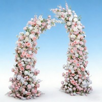 Arche de fleurs artificielles en soie style corne de bœuf, de style européen, transfrontalière, standardisée, pour décoration de toile de fond de scène de mariage, 6-7 pieds x moins de 4