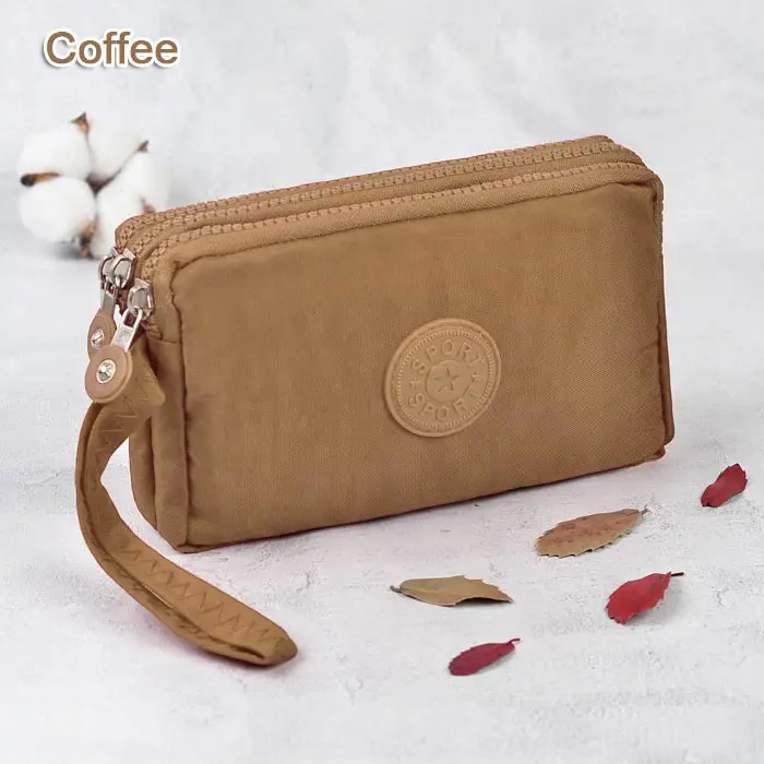 Grosir dompet wanita merek Clutch dompet koin kunci kartu tas uang kanvas pendek anak perempuan dompet tas tangan Burse
