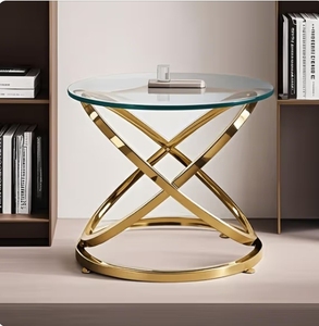 Morden Luxury <strong>Black</strong> Glass Top Coffee <strong>Table</strong> with Cross Legs Metal Base Farmhouse Style Home <strong>Decor</strong> Furniture for Living Room - Product Image 5