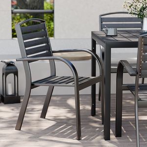 2025 phổ biến hiện đại màu đen Patio bàn ghế không thấm nước vườn bộ với <span class=keywords><strong>WPC</strong></span> đồ gỗ ngoài trời cho Sân khách sạn công viên - Product Image 4