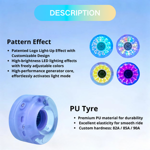 5832 Bộ giày trượt patin phát sáng có bánh xe PU, chống trơn trượt, chống mài mòn, có thể tùy chỉnh họa tiết dành cho người lớn và trẻ em - Product Image 3