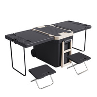 Glacière de camping portable 32L avec table pliante 2-en-1 et roues pour pique-nique extérieur isolé