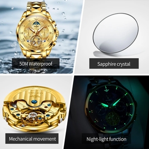 Reloj Mecánico para Hombre OUPINKE 3322, Original de Lujo, Acero de Tungsteno, Multifunción, Esqueleto, Tourbillon, Automático - Product Image 2