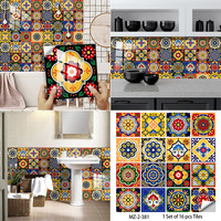 Autocollants de décoration de carreaux de style marocain pour murs Autocollants muraux amovibles à peler et à coller Papier autocollant en vinyle