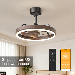 20.5" Rustic Brown <b>Ceiling</b> Fans with <b>Lights</b> <b>Remote</b> & APP <b>Control</b>, Downrod Mount 6 Speeds Quiet DC Motor, Modern Fan for Bedroom - Product Image 1