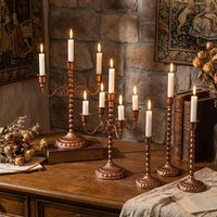 Support de bougie vintage rustique en cuivre à 3 et 5 bras pour centre de table de mariage, décoration de table intérieure style ferme