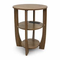 Table basse ronde intelligente moderne avec rangement, table de chevet, lampe, meubles de salon en bois