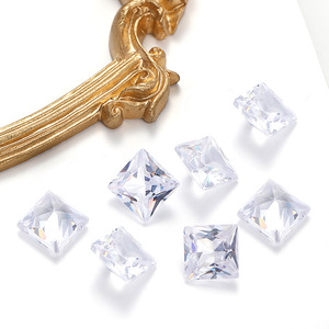 Pierres synthétiques carrées en zircon, 6, 8, 10 mm, à dos plat, strass pour ongles, blanc transparent, à angle droit - Product Image 1