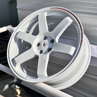 Jantes forgées VeroX 1 pièce, blanc brillant avec bande rouge, jantes en alliage à rebord profond, compatibles avec BMW, Mercedes-Benz, Audi, Toyota Supra, Tesla
