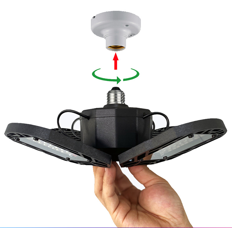 Deformable Led Garage Lights Super Bright Garage Light Ceiling Led 60w E26 With 3 Adjustable Aluminium Panels