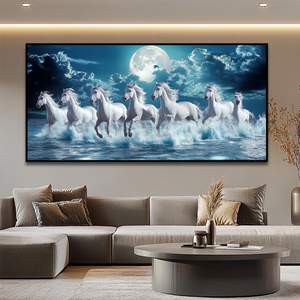 Wholesale Living Room Decorative Animal Wall Art 7 <strong>Horse</strong> Running <strong>Painting</strong> With Frame Canvas Custom Art Print - Product Image 5