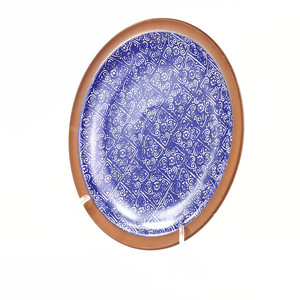 Adapté aux besoins du client Type De <span class=keywords><strong>Vaisselle</strong></span> en terre cuite en céramique <span class=keywords><strong>vaisselle</strong></span> en <span class=keywords><strong>grès</strong></span> <span class=keywords><strong>bleu</strong></span> imprimé plateau rond - Product Image 3