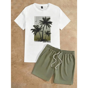 Men's Casual Short Sleeve Zip-Up Polo Jogging Tracksuit Shorts <b>Set</b> Summer Outfit - Product Image 6