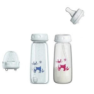 Bouteille d'alimentation pour bébé sans BPA en PP et silicone anti-ballonnements avec motif imprimé, poignée à débit variable pour 0-12 mois - Product Image 4