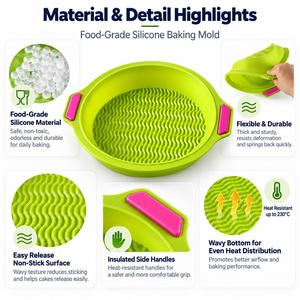 LA 9.5 Inches High Temperature Resistance Eco-Friendly Food Grade <b>Silicone</b> <b>Cake</b> <b>Molds</b> Easy Demoulding Customizable Colors Single - Product Image 2