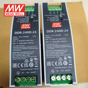 MEAN WELL DDR-240D-24 240W 24V 10A 67.2‑154VDC ตัวแปลงไฟ DC‑DC แบบราง DIN ประสิทธิภาพสูง 92% ระบบแยกไฟแบบเสริมแรง 4KV - Product Image 1