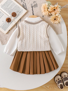 <span class=keywords><strong>Abbigliamento</strong></span> per Bambini all'Ingrosso Set per Ragazze Camicia Bianca Gilet Albicocca Gonna 3 Pezzi <span class=keywords><strong>Autunno</strong></span> <span class=keywords><strong>Inverno</strong></span> Estate 0-3T 7 Anni - Product Image 2