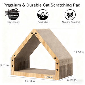 Arranhador de Gato Personalizado em Forma de Cabana de Madeira, Tipo Duplo Lado, para Gatinhos, Placa de Arranhar em Sisal para Treinamento e Afiação de Unhas - Product Image 3