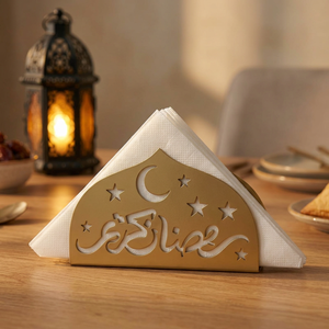 Support de serviettes en métal de qualité supérieure pour le Ramadan, décoratif, pour table, distributeur de serviettes islamique en forme de croissant et d'étoile pour la salle à manger - Product Image 2