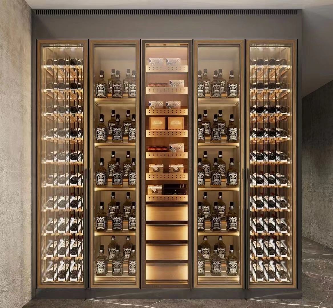 Vente le meilleur luxe Commercial personnalisé 304 armoire à vin en acier inoxydable porte en verre refroidisseur de vin cave à vin