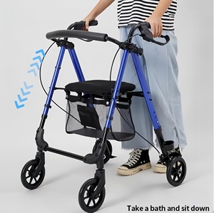 Walking Rollator <b>Walker</b> Mobility Aids <b>Disabled</b> <b>for</b> Elderly Adults Seniors Equipment Tool Adjustable Standing Lightweight Manual - Product Image 4