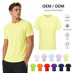 T-shirt de sport respirant et écologique pour homme, personnalisé avec logo, en polyester 100% de 340g, séchage rapide, coupe lourde et unie - Product Image 1