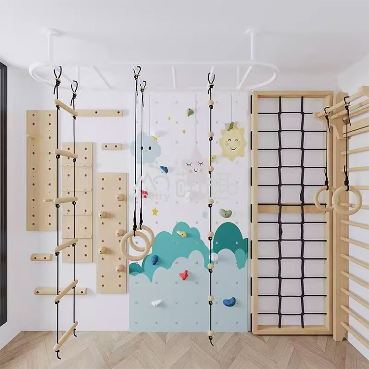 barra de puesto de madera con tablero perforado para escalar