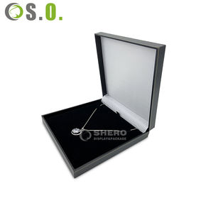 Caja de Joyería de Papel Imitación Cuero Negra de Alta Calidad al por Mayor para Regalo de Boda, Collar, Anillo, Pulsera, Embalaje de Joyería Personalizado - Product Image 1