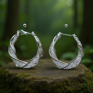 Orecchini a Cerchio Geometrici Trendy in Argento 925 Placcato Oro, Gioielli da Festa per Donne - Product Image 2