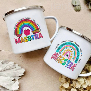 Taza con estampado de arcoíris en español, tazas creativas para café, taza para agua con diseño de la vida de profesora, regalos para el Día del Maestro y la vuelta al cole - Product Image 1