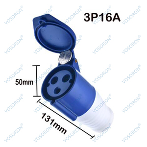 Enchufe Industrial de 16 Amperios y 3 Pines, 220-250V, Resistente a la Intemperie IP44, 2P+E, Trifásico, 16A, Apto para Autocaravanas, Caravanas, Casas Rodantes - Product Image 3