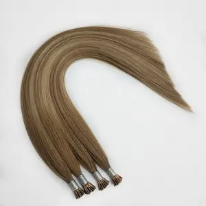 Fornecedor de cabelo da China Cutícula completa alinhada Virgem cru Peruano Queratina pré-ligada I ponta Extensão de cabelo humano em massa atacado