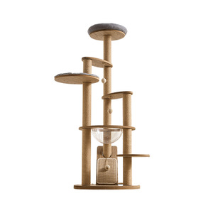 Árbol para gatos K03 de 4 niveles de madera con poste rascador y casa para gatos grandes - Product Image 5