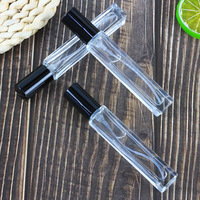 Flacon pulvérisateur carré en verre transparent de 10 ml pour cosmétiques, haute qualité, brume fine avec bouchon à vis ou compte-gouttes
