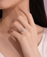 Bague en forme de gourde incrustée de diamants, avec perle naturelle Aurora et anneau ouvert réglable.
