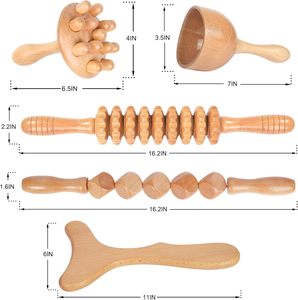 Outils de Massage de thérapie Yukmin Drainage lymphatique outils corporels en bois pour le soulagement de la douleur musculaire mise en forme du contour du corps Anti-Cellulite - Product Image 5