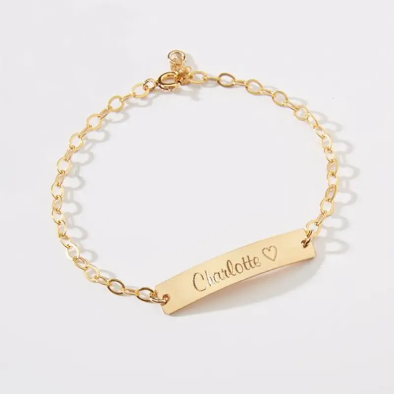 Personalize Baby Name Bracelet custom cuban link chain bracelet Bangle Link Gold tarnish free Jewelry