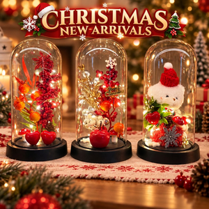Adorno Navideño de Cristal con Luz LED, Bayas Artificiales, Piñas, Decoración de Mesa, Regalo Navideño - Product Image 1