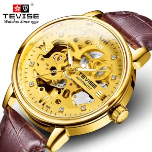 Tarot — montre-bracelet de luxe pour hommes, automatique, en cuir doré, à la mode, T869, 2019