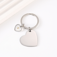 Porte-clés en acier inoxydable Ywyougang en forme de cœur, couleur personnalisable, gravable, cadeau vintage tendance