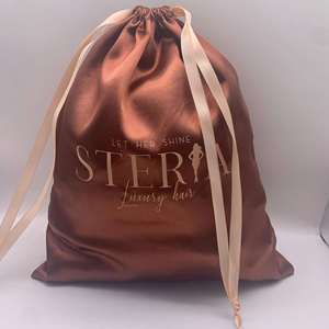Sacs à cordon personnalisés en satin avec logo imprimé pour bijoux, cils, chaussures, sacs à main et emballages de produits capillaires - Product Image 1