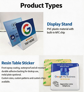 Tarjeta NFC 215 programable con código <span class=keywords><strong>QR</strong></span> para reseñas de Google, soporte de mesa NFC para exhibición de reseñas de Google, tarjeta flexible con soporte de marca. - Product Image 3