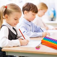 Sac à fermeture éclair personnalisé en silicone Trousse à crayons pour enfants-Étui pop-up en silicone Sensory Fidget Pouch pour garçons et filles