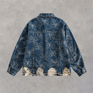 Abbigliamento di marca personalizzato giacca di Jeans a maniche regolari da uomo di lusso United States Street Heavy Duty Collage giacca di Jeans da uomo - Product Image 2