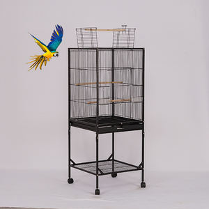 Jaula para pájaros de Metal duradera con bandeja desmontable y 2 puertas de alimentación Jaula para loros de hierro forjado con Playtop y Soporte rodante Jaulas para mascotas - Product Image 5