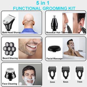 Rasoirs 5 en 1, rasoir rotatif rechargeable 7D pour hommes chauves, étanche IPX6, kit de toilettage humide et sec, rasoir électrique pour hommes - Product Image 2