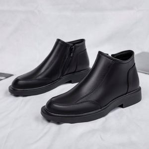 Wholesale Black Men's Waterproof Fashionable High Top Short Office Work Boots Rubber Upper Anti-slippery Breathable Slip-On - Product Image 1