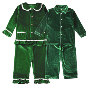 Vêtements de nuit d'hiver en velours vintage Ensemble 2 pièces de <span class=keywords><strong>pyjama</strong></span> de Noël pour bébés filles et enfants garçons - Product Image 3